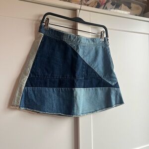 Zara A-Line Denim Skirt in Blue Tones